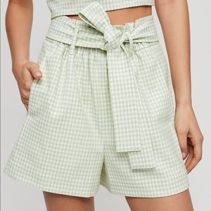 Aritzia Paperbag Shorts (Green Gingham)